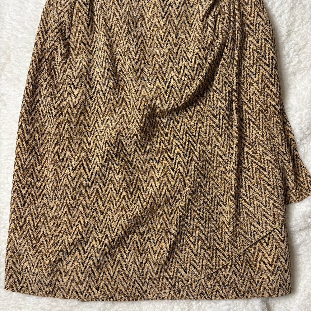 Carlisle Asymmetrical Chevron Skirt in Tan and Black